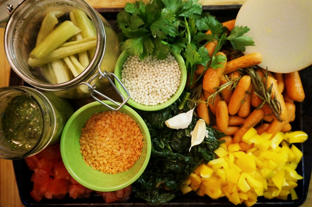 Deconstructed Soup - All the ingredients laid out & ready to toss in the pot