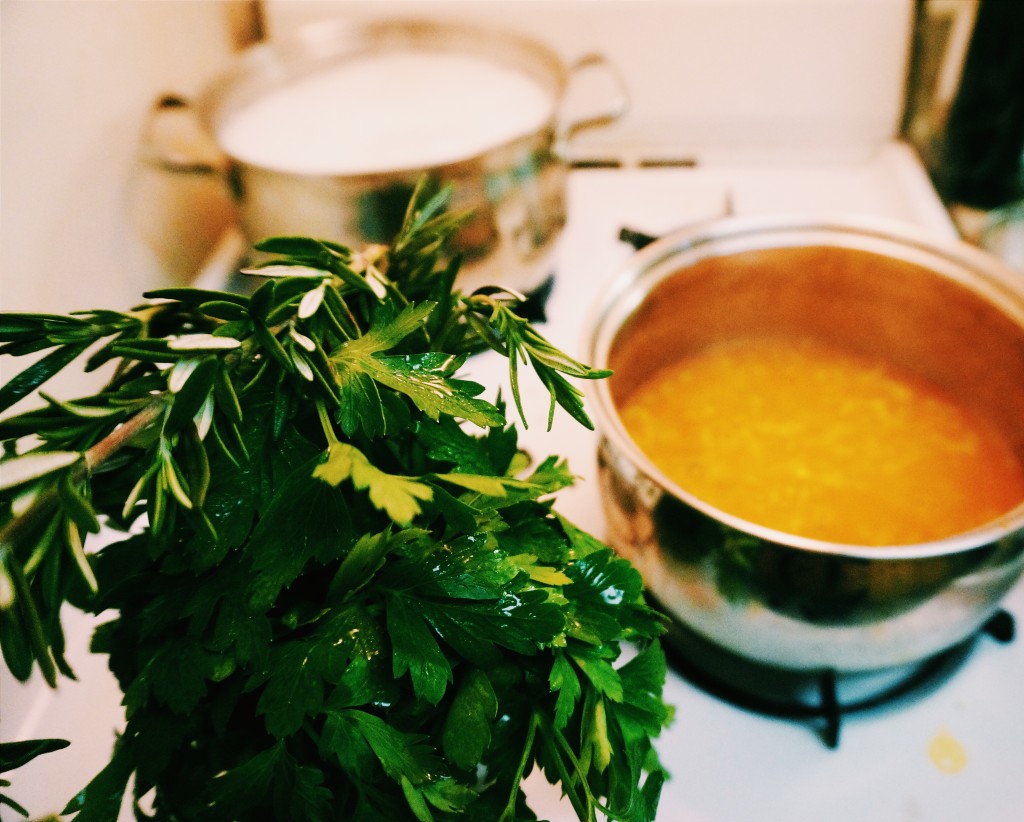 Parsley - ready to go in the pot.  You could also add some oregano or rosemary for good measure