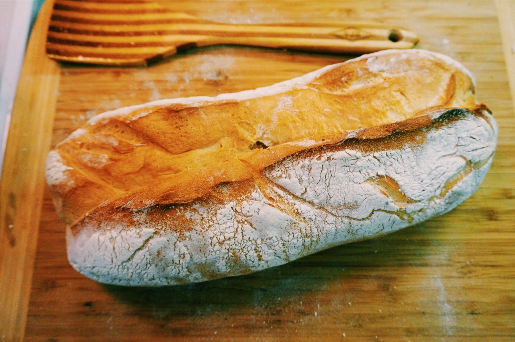 Crusty bread just waiting to take a dip in Onion Soup