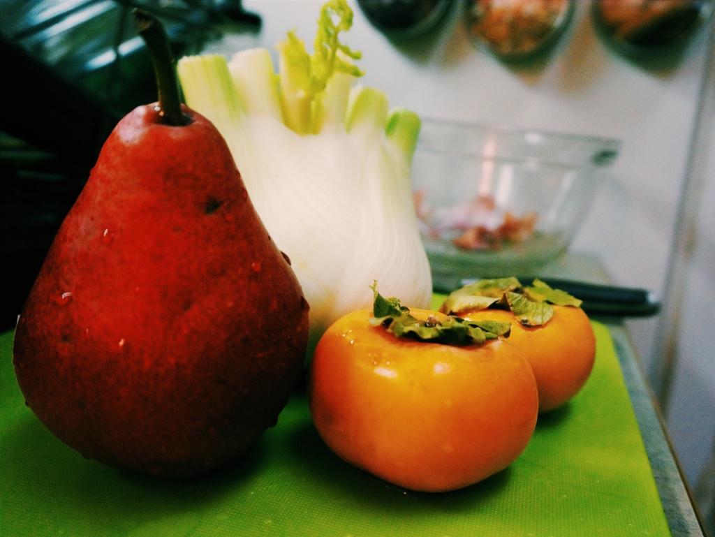 Creamy red pears, sweet-tart persimmons & crunchy fennel