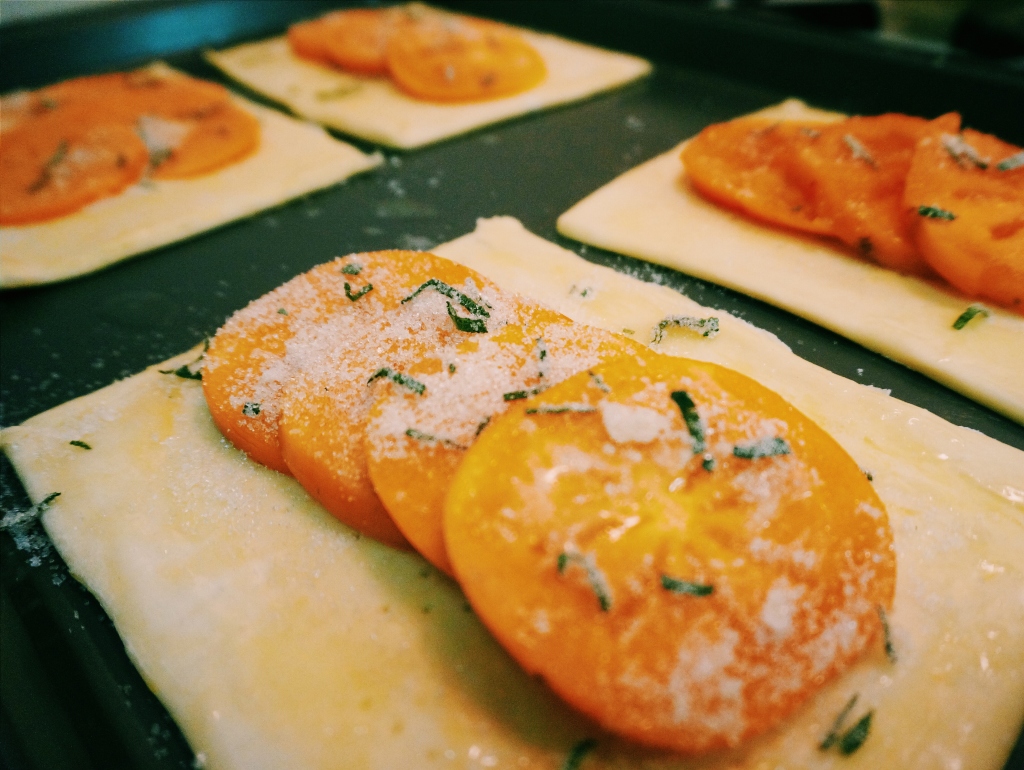Persimmons & Puff Pastry sprinkled with Sage Sugar