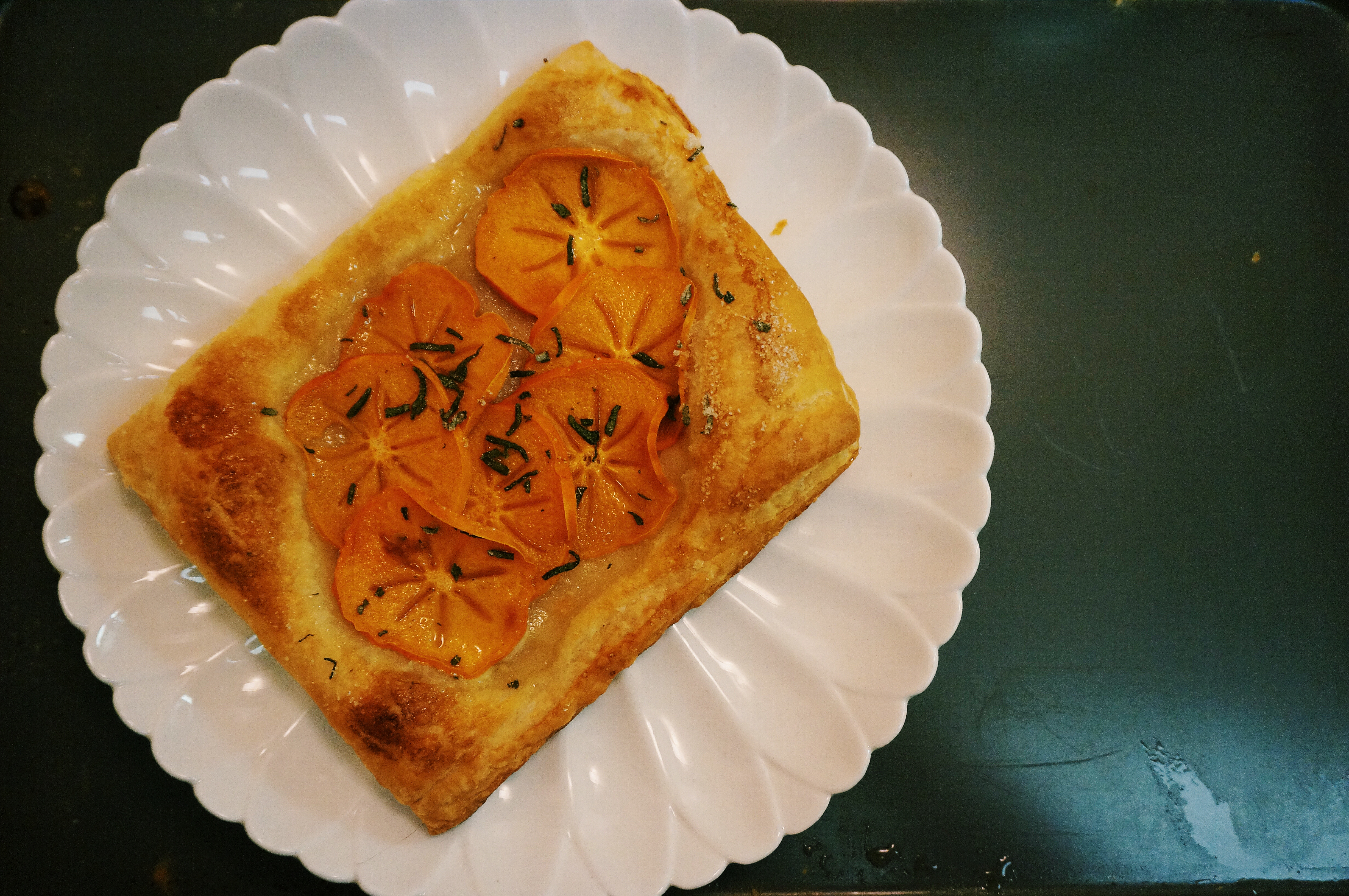 Fresh Persimmon Tart with Sage Sugar