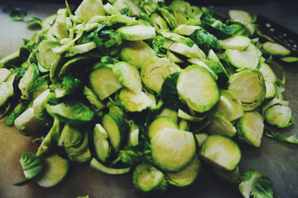 Shave the 'sprouts extra thin for extra delicious caramelizing