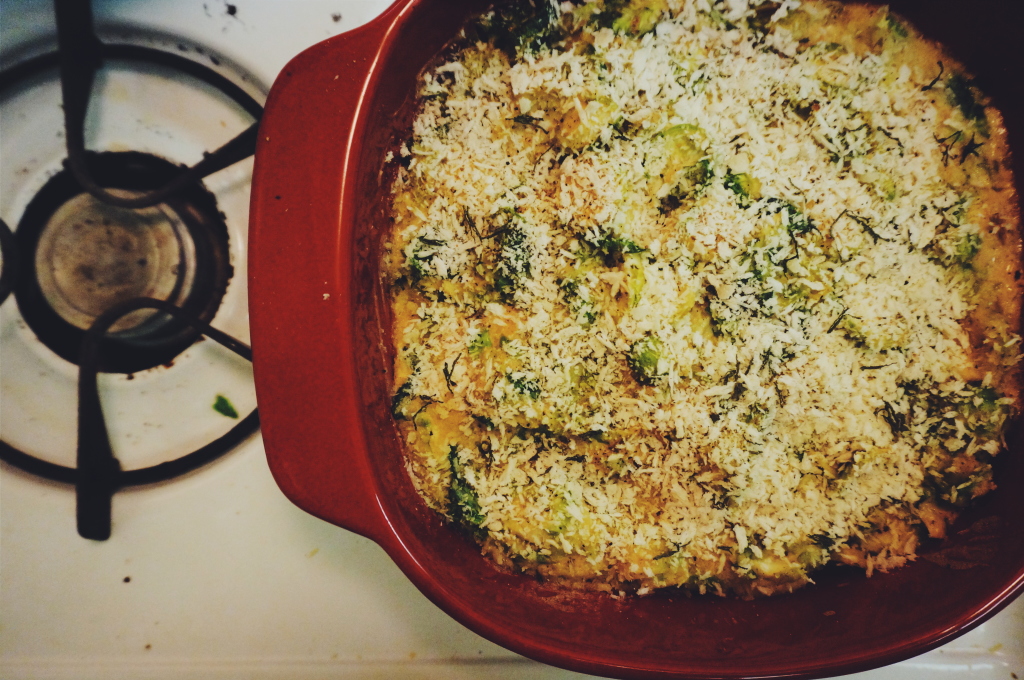 Caramelized Brussels Sprout Gratin - rich, crispy, golden and quite frankly, life changing!