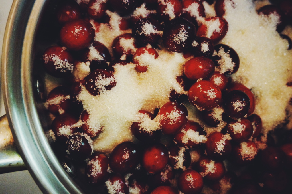 Sugar, Cranberries & Blackberries - all getting together in a sauce pan