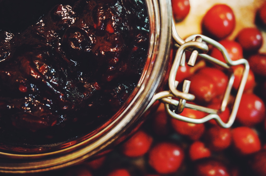 The finished thing: Hibiscus Cranberry-Blackberry Sauce.  Try not to eat it all now with a spoon.