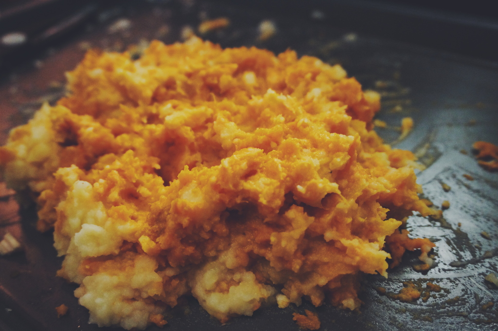 A blend of Sweet Potatoes and Mashed Potatoes for the Crust