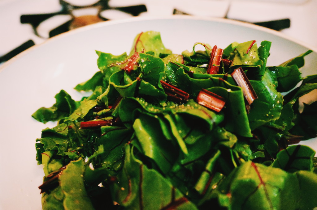 Sautéing Beet Greens by Suitcase Foodist