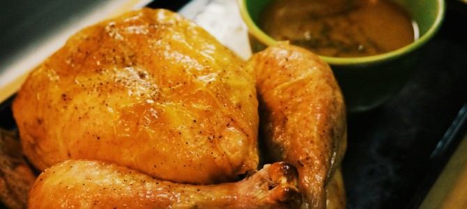 Roasted Chicken with Pumpkin Ale Pan Sauce
