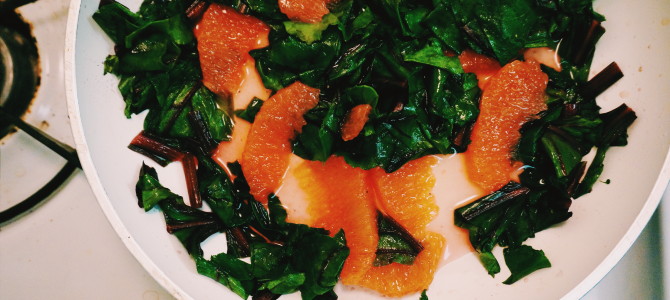 Warm Beet Greens with Grapefruit