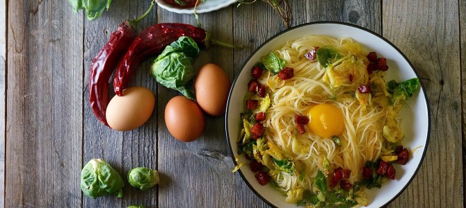 Chorizo & Brussels Sprouts Pasta Carbonara