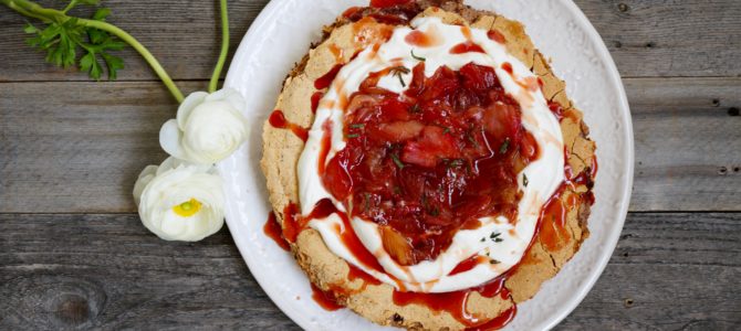 Chocolate Rhubarb Pavlova